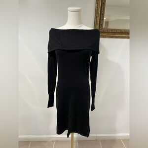 Black Off The Shoulder Sweater Dress
